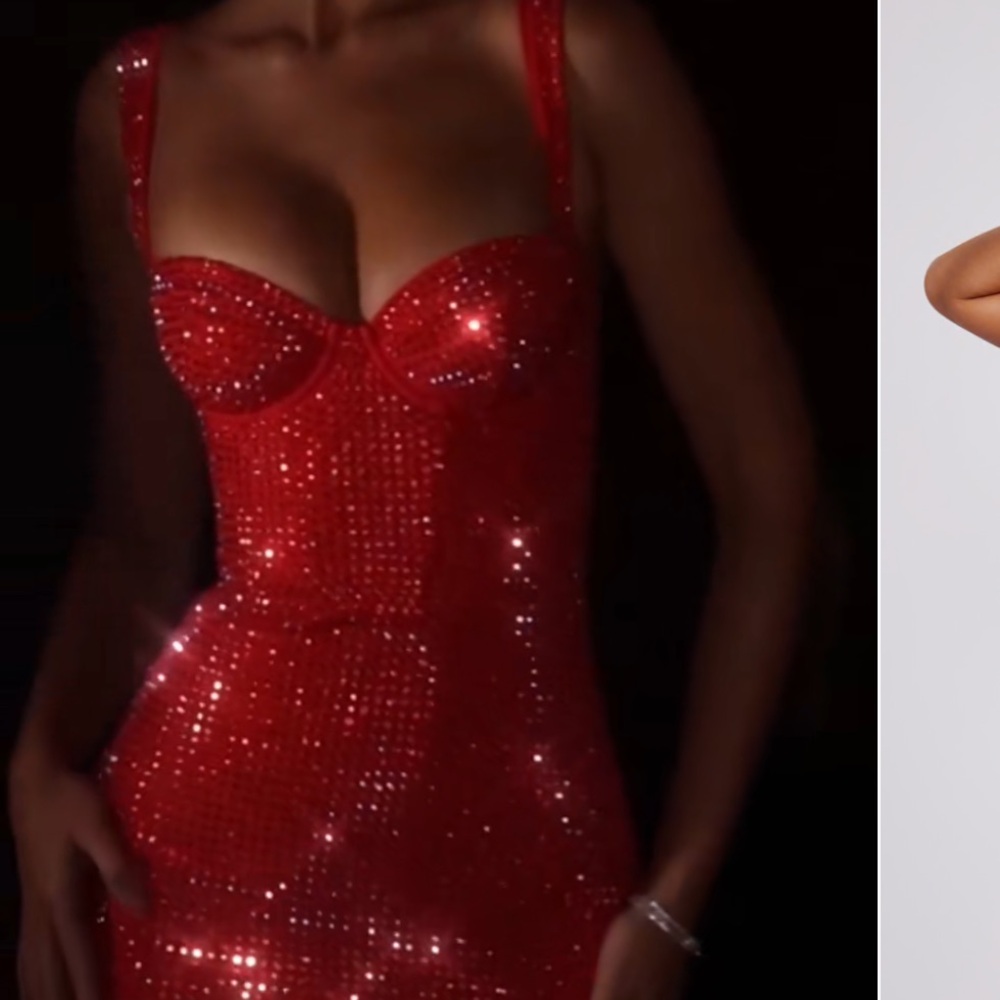 Oh Polly Red Sequin Bodycon Mini Dress for women. Size 4 - Picture 3 of 13